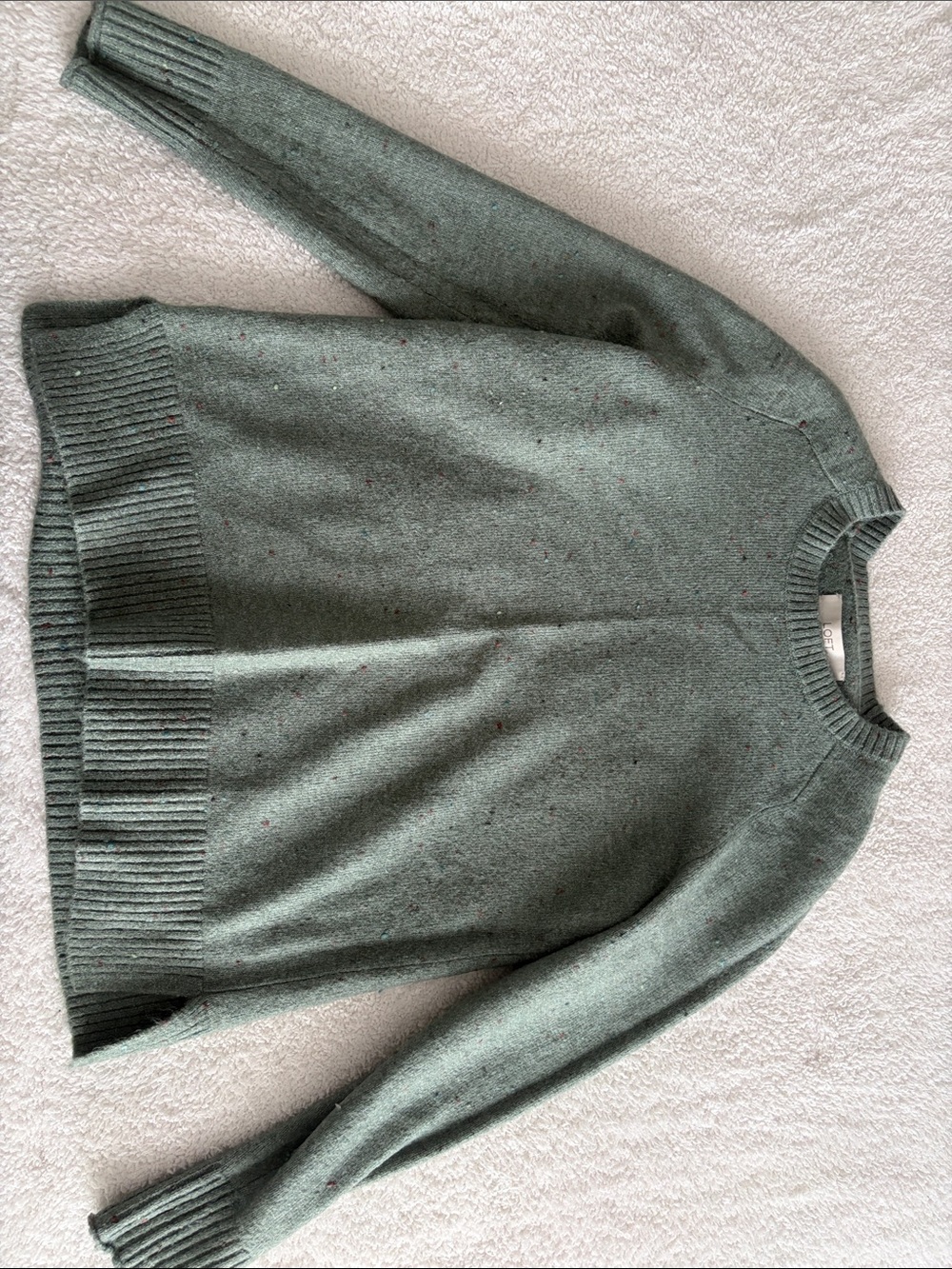LOFT Heathered Sage Green Crewneck Sweater